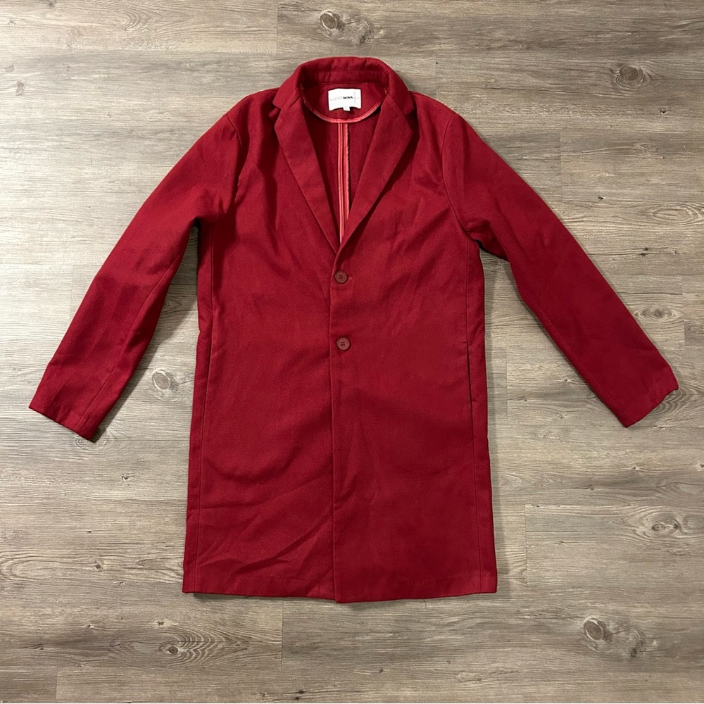 Fashion Nova Mens Trench Coat Size Large Maroon
